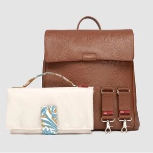 Storksak St. James Leather convertible Diaper backpack in Tan